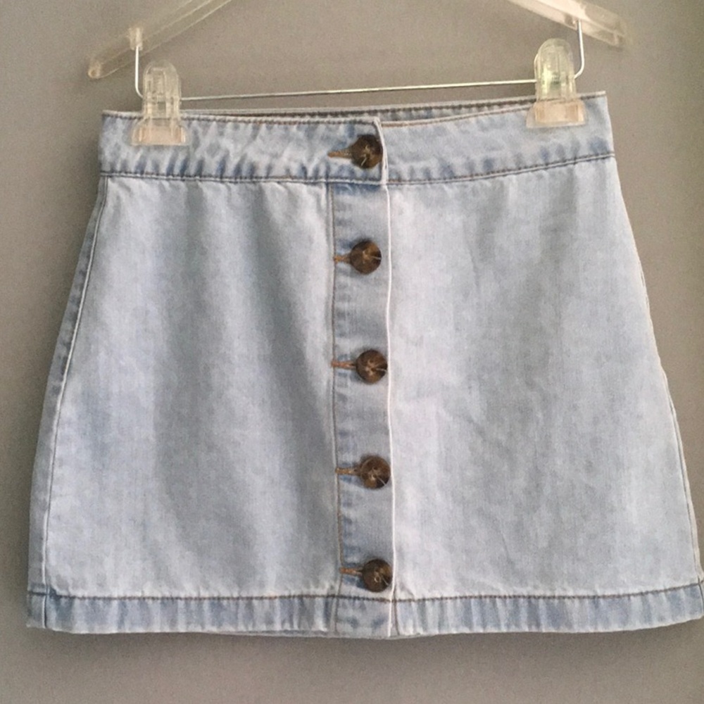 Denim Mini Skirt Button Front. Sz S